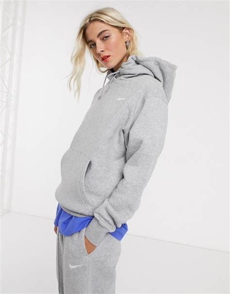 nike kapuzenpulli damen grau mit logo|Nike – Kapuzenpullover mit Logo in Grau 804656.